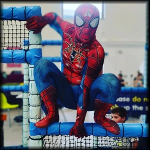 Our very athletic spiderman available for hire